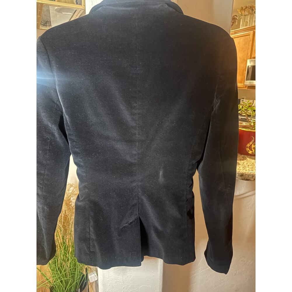 GAP Vintage Y2K Velvet Blazer Black With Pink Satin Lining Size 6 - Picture 5 of 5